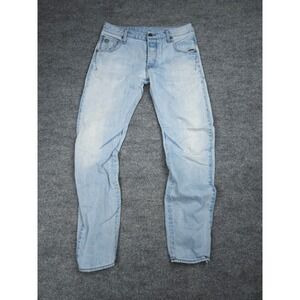 G Star Raw Arc 3D Slim Jeans Mens 30 x 30 Blue Medium Wash Button Fly *HOLE